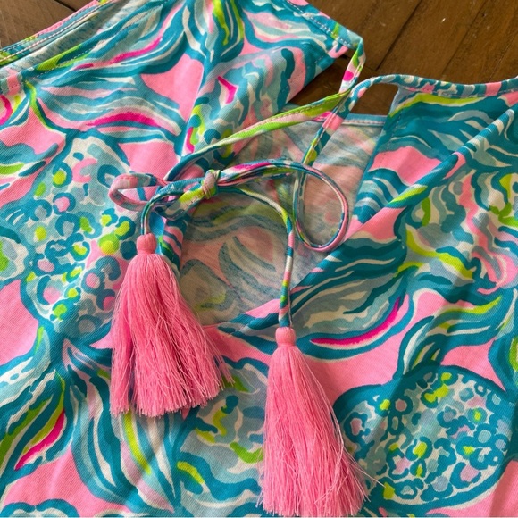 Lilly Pulitzer Margot Swing Dress Pelican Pink Off The Scales Print Large Preppy - Picture 9 of 9